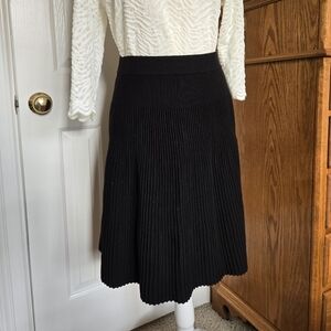 Talbots Black Merino Wool Mini Pleated Sweater Skirt - EUC